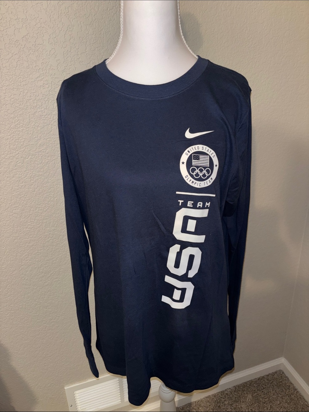 Nike Team USA Navy Long-Sleeve Performance Shirt - size L